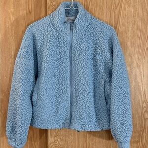 Urban Outfitters Baby Blue Cropped Sherpa Fleece Oversized Jacket